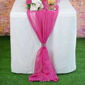 18" W x 180" L Chiffon Table Runner, Fuchsia